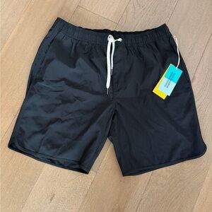 Fair Harbor Black Swim Shorts with White Drawcord